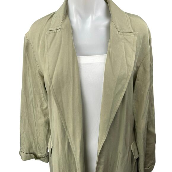 Zara Women's Green Notch Lapel Collar Pockets Open Front Blazer Coat Jacket XS - Picture 3 of 5